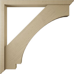 Ekena Millwork - BKTUR0352X44X44IMP01RCPR - Timberthane Faux Wood Imperial Style Bracket w/ Offset Brace, Traditional Ends, 3 1/2"W x 44"D x 44"H, Primed Tan
