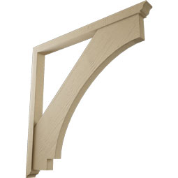 Ekena Millwork - BKTUR0352X44X44IMP01RCPR - Timberthane Faux Wood Imperial Style Bracket w/ Offset Brace, Traditional Ends, 3 1/2"W x 44"D x 44"H, Primed Tan