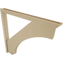 Ekena Millwork - BKTUR0352X46X46IMP01RCPR - Timberthane Faux Wood Imperial Style Bracket w/ Offset Brace, Traditional Ends, 3 1/2"W x 46"D x 46"H, Primed Tan