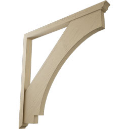 Ekena Millwork - BKTUR0352X46X46IMP01RCPR - Timberthane Faux Wood Imperial Style Bracket w/ Offset Brace, Traditional Ends, 3 1/2"W x 46"D x 46"H, Primed Tan