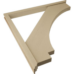 Ekena Millwork - BKTUR0352X48X48IMP01RCPR - Timberthane Faux Wood Imperial Style Bracket w/ Offset Brace, Traditional Ends, 3 1/2"W x 48"D x 48"H, Primed Tan