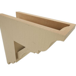 Ekena Millwork - BKTUR0554X14X14IMP01RCPR - Timberthane Faux Wood Imperial Style Bracket w/ Offset Brace, Traditional Ends, 5 1/2"W x 14"D x 14"H, Primed Tan