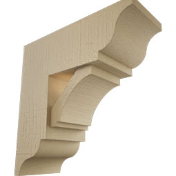Ekena Millwork - BKTUR0554X14X14IMP01RCPR - Timberthane Faux Wood Imperial Style Bracket w/ Offset Brace, Traditional Ends, 5 1/2"W x 14"D x 14"H, Primed Tan