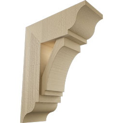 Ekena Millwork - BKTUR0554X14X18IMP01RCPR - Timberthane Faux Wood Imperial Style Bracket w/ Offset Brace, Traditional Ends, 5 1/2"W x 14"D x 18"H, Primed Tan