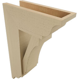 Ekena Millwork - BKTUR0554X14X22IMP01RCPR - Timberthane Faux Wood Imperial Style Bracket w/ Offset Brace, Traditional Ends, 5 1/2"W x 14"D x 22"H, Primed Tan