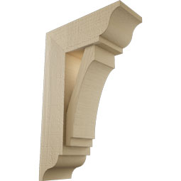 Ekena Millwork - BKTUR0554X14X22IMP01RCPR - Timberthane Faux Wood Imperial Style Bracket w/ Offset Brace, Traditional Ends, 5 1/2"W x 14"D x 22"H, Primed Tan