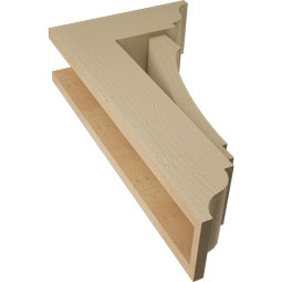 Ekena Millwork - BKTUR0554X14X26IMP01RCPR - Timberthane Faux Wood Imperial Style Bracket w/ Offset Brace, Traditional Ends, 5 1/2"W x 14"D x 26"H, Primed Tan