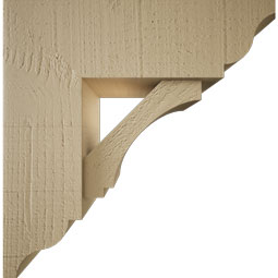 Ekena Millwork - BKTUR0554X16X16IMP01RCPR - Timberthane Faux Wood Imperial Style Bracket w/ Offset Brace, Traditional Ends, 5 1/2"W x 16"D x 16"H, Primed Tan