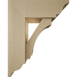 Ekena Millwork - BKTUR0554X16X20IMP01RCPR - Timberthane Faux Wood Imperial Style Bracket w/ Offset Brace, Traditional Ends, 5 1/2"W x 16"D x 20"H, Primed Tan