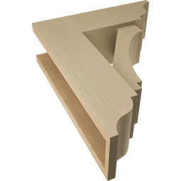 Ekena Millwork - BKTUR0554X16X20IMP01RCPR - Timberthane Faux Wood Imperial Style Bracket w/ Offset Brace, Traditional Ends, 5 1/2"W x 16"D x 20"H, Primed Tan