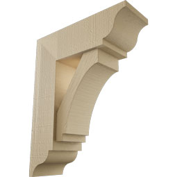 Ekena Millwork - BKTUR0554X16X20IMP01RCPR - Timberthane Faux Wood Imperial Style Bracket w/ Offset Brace, Traditional Ends, 5 1/2"W x 16"D x 20"H, Primed Tan