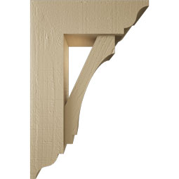 Ekena Millwork - BKTUR0554X16X24IMP01RCPR - Timberthane Faux Wood Imperial Style Bracket w/ Offset Brace, Traditional Ends, 5 1/2"W x 16"D x 24"H, Primed Tan