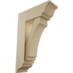 Ekena Millwork - BKTUR0554X16X24IMP01RCPR - Timberthane Faux Wood Imperial Style Bracket w/ Offset Brace, Traditional Ends, 5 1/2"W x 16"D x 24"H, Primed Tan