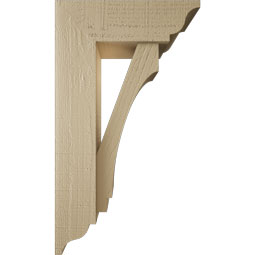 Ekena Millwork - BKTUR0554X16X28IMP01RCPR - Timberthane Faux Wood Imperial Style Bracket w/ Offset Brace, Traditional Ends, 5 1/2"W x 16"D x 28"H, Primed Tan
