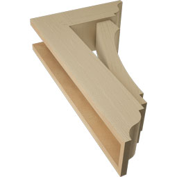 Ekena Millwork - BKTUR0554X16X28IMP01RCPR - Timberthane Faux Wood Imperial Style Bracket w/ Offset Brace, Traditional Ends, 5 1/2"W x 16"D x 28"H, Primed Tan