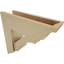 Ekena Millwork - BKTUR0554X18X18IMP01RCPR - Timberthane Faux Wood Imperial Style Bracket w/ Offset Brace, Traditional Ends, 5 1/2"W x 18"D x 18"H, Primed Tan