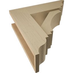 Ekena Millwork - BKTUR0554X18X18IMP01RCPR - Timberthane Faux Wood Imperial Style Bracket w/ Offset Brace, Traditional Ends, 5 1/2"W x 18"D x 18"H, Primed Tan