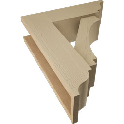 Ekena Millwork - BKTUR0554X18X22IMP01RCPR - Timberthane Faux Wood Imperial Style Bracket w/ Offset Brace, Traditional Ends, 5 1/2"W x 18"D x 22"H, Primed Tan