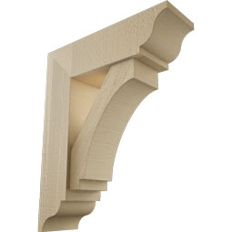 Ekena Millwork - BKTUR0554X18X22IMP01RCPR - Timberthane Faux Wood Imperial Style Bracket w/ Offset Brace, Traditional Ends, 5 1/2"W x 18"D x 22"H, Primed Tan