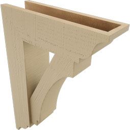Ekena Millwork - BKTUR0554X18X26IMP01RCPR - Timberthane Faux Wood Imperial Style Bracket w/ Offset Brace, Traditional Ends, 5 1/2"W x 18"D x 26"H, Primed Tan