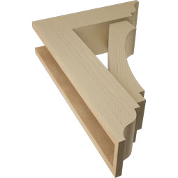 Ekena Millwork - BKTUR0554X18X26IMP01RCPR - Timberthane Faux Wood Imperial Style Bracket w/ Offset Brace, Traditional Ends, 5 1/2"W x 18"D x 26"H, Primed Tan