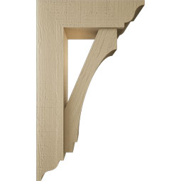 Ekena Millwork - BKTUR0554X18X30IMP01RCPR - Timberthane Faux Wood Imperial Style Bracket w/ Offset Brace, Traditional Ends, 5 1/2"W x 18"D x 30"H, Primed Tan