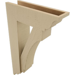 Ekena Millwork - BKTUR0554X18X30IMP01RCPR - Timberthane Faux Wood Imperial Style Bracket w/ Offset Brace, Traditional Ends, 5 1/2"W x 18"D x 30"H, Primed Tan