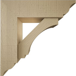 Ekena Millwork - BKTUR0554X20X20IMP01RCPR - Timberthane Faux Wood Imperial Style Bracket w/ Offset Brace, Traditional Ends, 5 1/2"W x 20"D x 20"H, Primed Tan