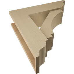 Ekena Millwork - BKTUR0554X20X20IMP01RCPR - Timberthane Faux Wood Imperial Style Bracket w/ Offset Brace, Traditional Ends, 5 1/2"W x 20"D x 20"H, Primed Tan
