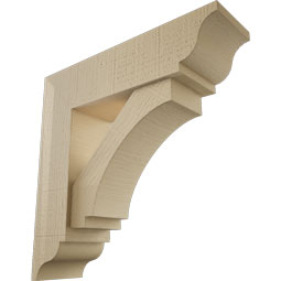 Ekena Millwork - BKTUR0554X20X20IMP01RCPR - Timberthane Faux Wood Imperial Style Bracket w/ Offset Brace, Traditional Ends, 5 1/2"W x 20"D x 20"H, Primed Tan
