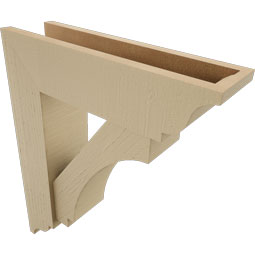 Ekena Millwork - BKTUR0554X20X24IMP01RCPR - Timberthane Faux Wood Imperial Style Bracket w/ Offset Brace, Traditional Ends, 5 1/2"W x 20"D x 24"H, Primed Tan
