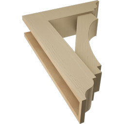 Ekena Millwork - BKTUR0554X20X28IMP01RCPR - Timberthane Faux Wood Imperial Style Bracket w/ Offset Brace, Traditional Ends, 5 1/2"W x 20"D x 28"H, Primed Tan