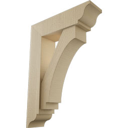Ekena Millwork - BKTUR0554X20X28IMP01RCPR - Timberthane Faux Wood Imperial Style Bracket w/ Offset Brace, Traditional Ends, 5 1/2"W x 20"D x 28"H, Primed Tan