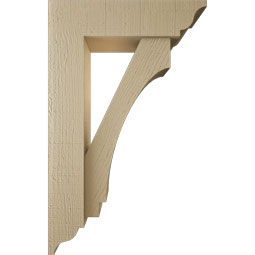 Ekena Millwork - BKTUR0554X20X32IMP01RCPR - Timberthane Faux Wood Imperial Style Bracket w/ Offset Brace, Traditional Ends, 5 1/2"W x 20"D x 32"H, Primed Tan