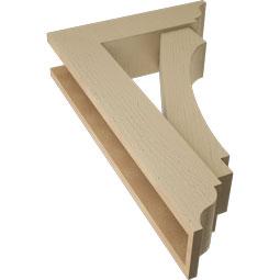 Ekena Millwork - BKTUR0554X20X32IMP01RCPR - Timberthane Faux Wood Imperial Style Bracket w/ Offset Brace, Traditional Ends, 5 1/2"W x 20"D x 32"H, Primed Tan