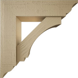 Ekena Millwork - BKTUR0554X22X22IMP01RCPR - Timberthane Faux Wood Imperial Style Bracket w/ Offset Brace, Traditional Ends, 5 1/2"W x 22"D x 22"H, Primed Tan