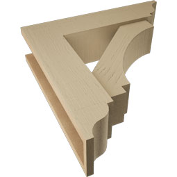 Ekena Millwork - BKTUR0554X22X22IMP01RCPR - Timberthane Faux Wood Imperial Style Bracket w/ Offset Brace, Traditional Ends, 5 1/2"W x 22"D x 22"H, Primed Tan