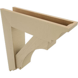 Ekena Millwork - BKTUR0554X22X26IMP01RCPR - Timberthane Faux Wood Imperial Style Bracket w/ Offset Brace, Traditional Ends, 5 1/2"W x 22"D x 26"H, Primed Tan