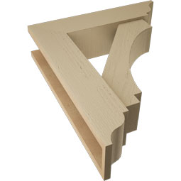 Ekena Millwork - BKTUR0554X22X26IMP01RCPR - Timberthane Faux Wood Imperial Style Bracket w/ Offset Brace, Traditional Ends, 5 1/2"W x 22"D x 26"H, Primed Tan