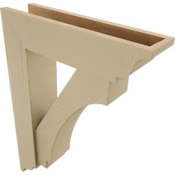 Ekena Millwork - BKTUR0554X22X30IMP01RCPR - Timberthane Faux Wood Imperial Style Bracket w/ Offset Brace, Traditional Ends, 5 1/2"W x 22"D x 30"H, Primed Tan