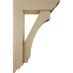 Ekena Millwork - BKTUR0554X22X34IMP01RCPR - Timberthane Faux Wood Imperial Style Bracket w/ Offset Brace, Traditional Ends, 5 1/2"W x 22"D x 34"H, Primed Tan