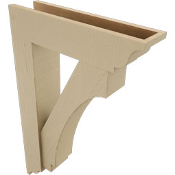 Ekena Millwork - BKTUR0554X22X34IMP01RCPR - Timberthane Faux Wood Imperial Style Bracket w/ Offset Brace, Traditional Ends, 5 1/2"W x 22"D x 34"H, Primed Tan