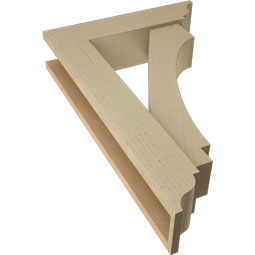Ekena Millwork - BKTUR0554X22X34IMP01RCPR - Timberthane Faux Wood Imperial Style Bracket w/ Offset Brace, Traditional Ends, 5 1/2"W x 22"D x 34"H, Primed Tan