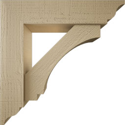Ekena Millwork - BKTUR0554X24X24IMP01RCPR - Timberthane Faux Wood Imperial Style Bracket w/ Offset Brace, Traditional Ends, 5 1/2"W x 24"D x 24"H, Primed Tan