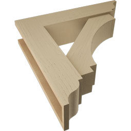 Ekena Millwork - BKTUR0554X24X24IMP01RCPR - Timberthane Faux Wood Imperial Style Bracket w/ Offset Brace, Traditional Ends, 5 1/2"W x 24"D x 24"H, Primed Tan
