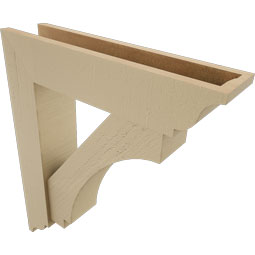 Ekena Millwork - BKTUR0554X24X28IMP01RCPR - Timberthane Faux Wood Imperial Style Bracket w/ Offset Brace, Traditional Ends, 5 1/2"W x 24"D x 28"H, Primed Tan
