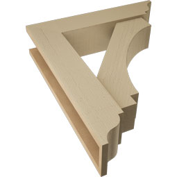 Ekena Millwork - BKTUR0554X24X28IMP01RCPR - Timberthane Faux Wood Imperial Style Bracket w/ Offset Brace, Traditional Ends, 5 1/2"W x 24"D x 28"H, Primed Tan