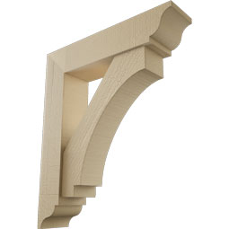Ekena Millwork - BKTUR0554X24X28IMP01RCPR - Timberthane Faux Wood Imperial Style Bracket w/ Offset Brace, Traditional Ends, 5 1/2"W x 24"D x 28"H, Primed Tan