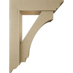 Ekena Millwork - BKTUR0554X24X32IMP01RCPR - Timberthane Faux Wood Imperial Style Bracket w/ Offset Brace, Traditional Ends, 5 1/2"W x 24"D x 32"H, Primed Tan