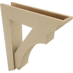 Ekena Millwork - BKTUR0554X24X32IMP01RCPR - Timberthane Faux Wood Imperial Style Bracket w/ Offset Brace, Traditional Ends, 5 1/2"W x 24"D x 32"H, Primed Tan